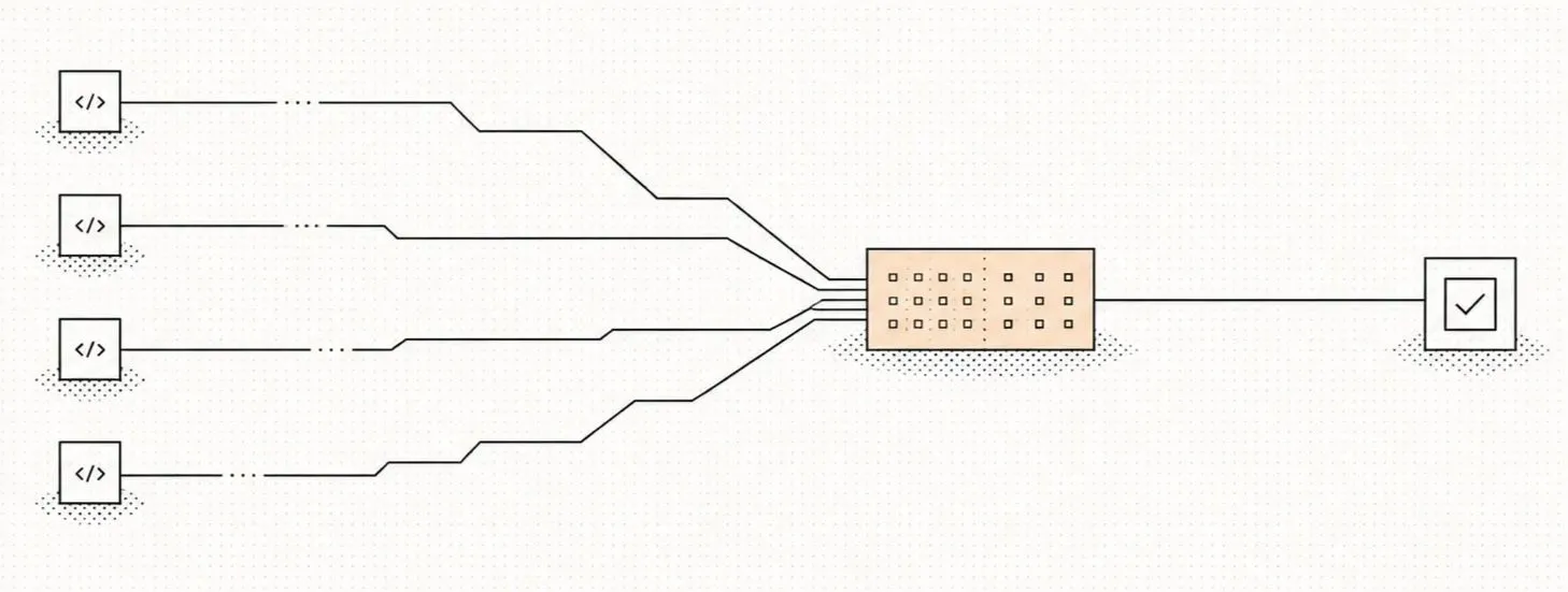 Diagram showing fragmented agent memory converging into shared governed memory